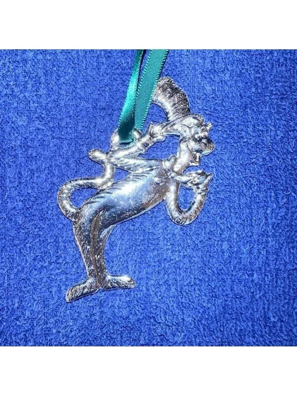 NEW Vintage Cat In The Hat Christmas Tree Ornament Dr Seuss Silver Plated Set